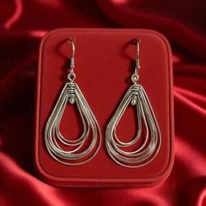 Silver Wire Teardrop Earrings Boho Fashion Jewelry Women's Accessory